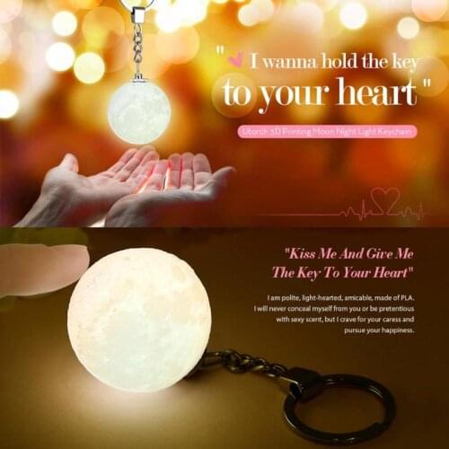 2PCS Portable Mini 3D Print Moon Light Creative Moon Night Lamp Bag Key Pendant Home Decoration Planet Night Light Keychain