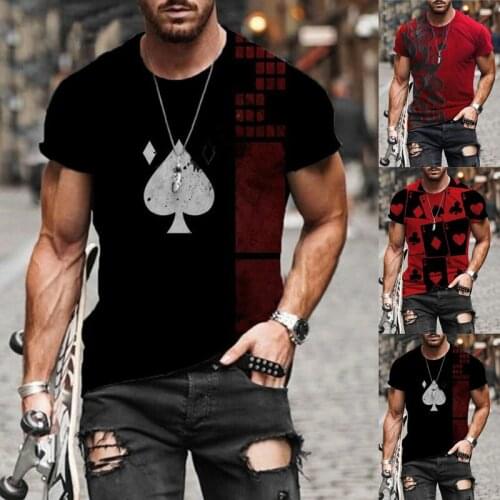 2021 Summer Street Fashion Graffiti Mens Spades 3D Creative Character Casual Shirt Plus Size Short-Sleeved T-Shirt