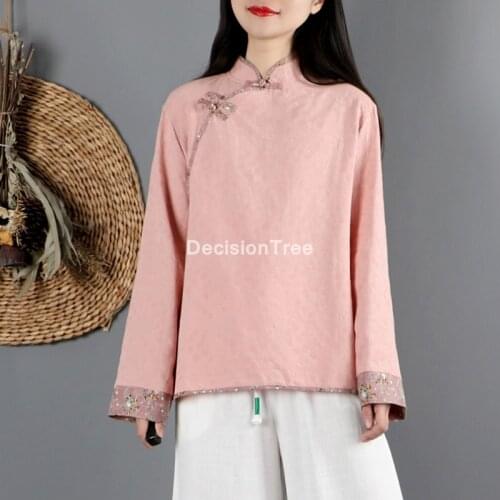 2021 womans chinese traditional blouse elegant shirt ancient chinese cheongsam qipao blouse tops chinese style cheongsam blouse