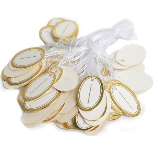 500pcs Gold Color Oval Paper Tags Price Display Price Labels Pricing Tags With Strings Luggage Wedding Note Blank price Hang tag