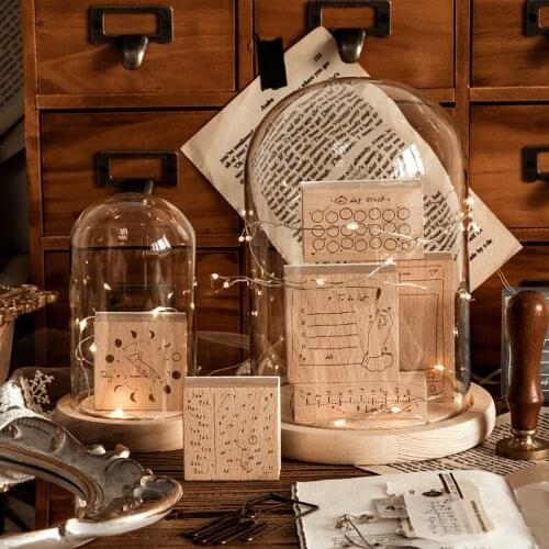 6PCS/LOT yesterday light year series stamp DIY wooden rubber stamps for scrapbooking stationery scrapbooking standard stamp