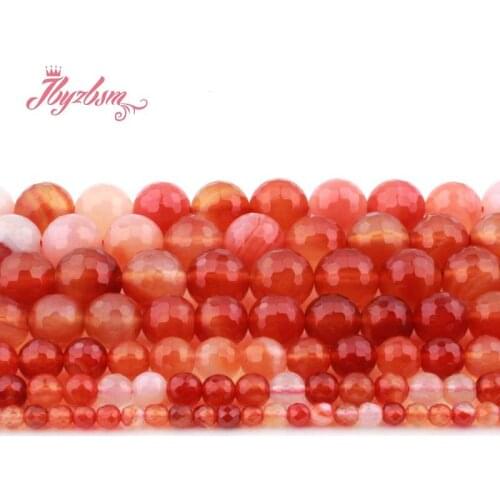 6,8,10,12mm Faceted Round Multicolor Carnelian Bead Ball Natural Stone Beads For Necklace DIY Jewelry Making 15"