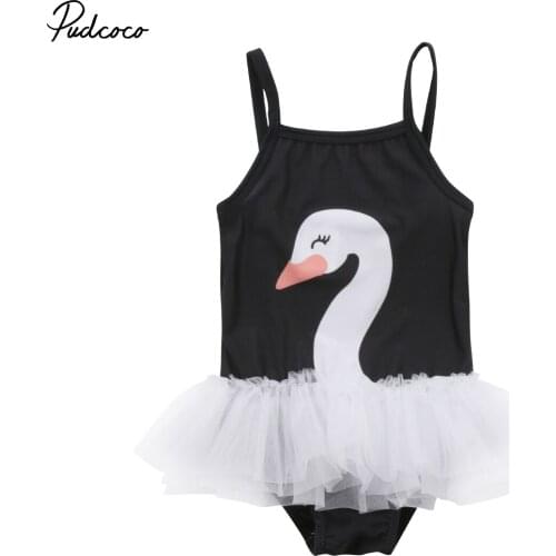 Pudcoco Baby Girl One-piece Swim Swan Sleeveless Swimwear Bathing Suit 1-6 Years Helen115