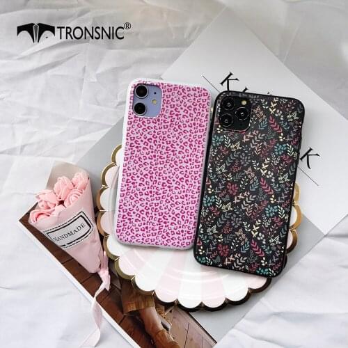 Leopard Flowers Phone Case for iPhone 11 Pro Max XR XS MAX White Glossy Girls Floral Case for iPhone 6 7 8 Plus Cover Luxury Hot