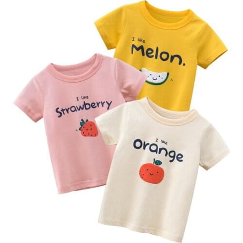 Children T-Shirts Kids Tee Shirts Boys Girls Print Cartoon Fruit Cotton Short Sleeves Tops Clothing Clothes New Arrival 2021