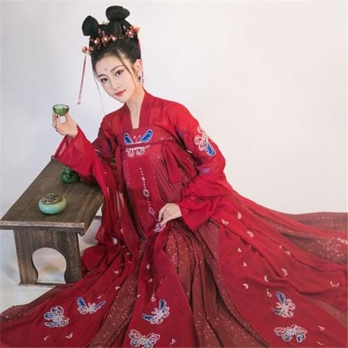 Elegant Hanfu for Women Traditional Chinese Style Fancy Top Skirt Set Dance Stage Performance Photography Dress Outfits