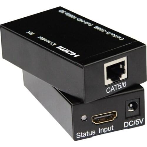 HDMI Extender up to 60m Adapter With cat5e/6 RJ45 Connection supports HD 1080p 3D Transmitter and Receiver Free shipping