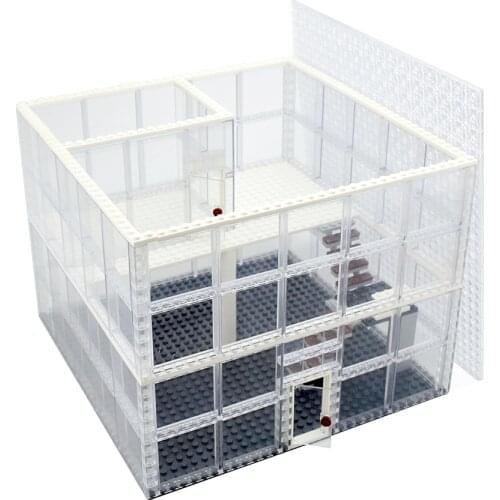City Glass House Building Blocks Compatible with Classic Furniture Bricks 2 Floors Baseplates Creator Friends MOC Toys for Kids