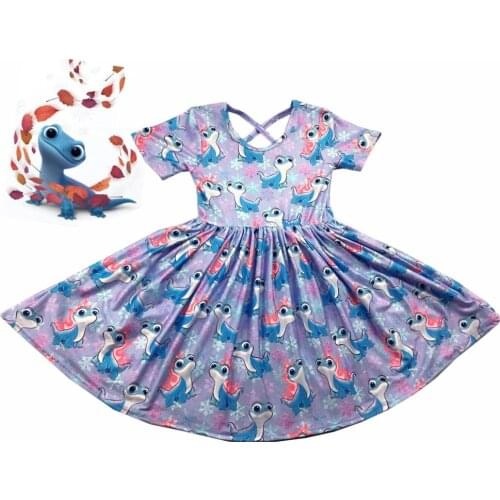 Cute New Girl Criss Cross Twirl Dress Salamander Moovie Childrens Twirl Party Dress Best Quality