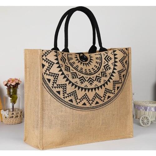 Fashion vintage cotton and linen ladies shoulder bag handbag linen shopping bag simple female light bag