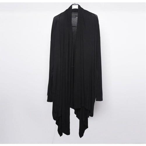 Spring and autumn man pure color cardigan hangs down feeling to design coat windbreaker in long individual cape