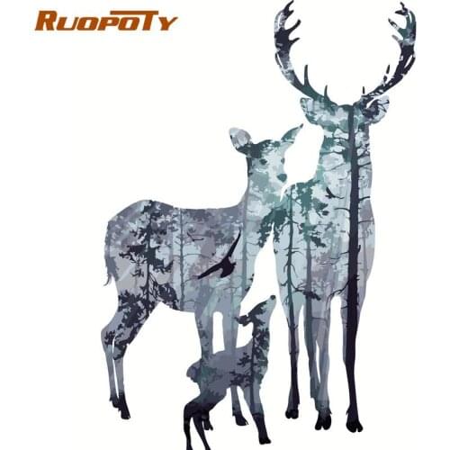 RUOPOTY Acrylic Painting By Numbers For Adults With Frame 60x75cm Deer Animals Modern Wall Art Picture By Numbers For Home Gift