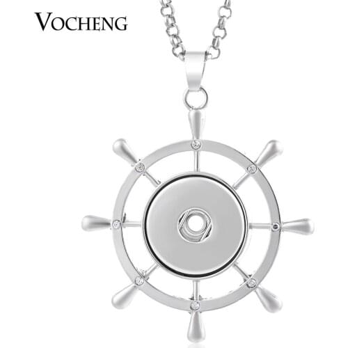 Wholesale 10pcs/lot Vocheng 18mm Snap Button Jewelry Rudder Pendant Necklace with Stainless Steel Chain NN-406*10 Free Shipping