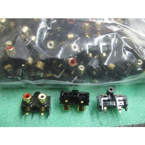 Original new 100% RCA-204-02-AU plug input base gold plated lotus socket audio and video 2-hole socket connector