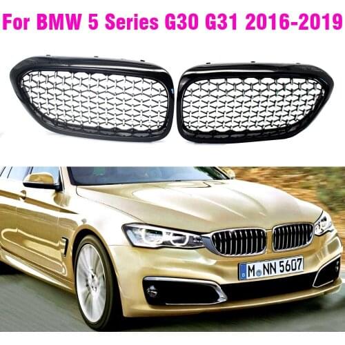 Front Diamond Kidney Grille Gypsophila Grille For BMW G30 G31 5 Series 525I 530I 540I 550I M5 ABS Silver Black