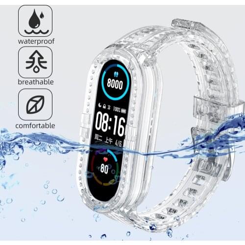 Transparent TPU Silicone Watchband Suitable For Mi Band 6.5.4.3.NFC Smart Watch Integrated Electronic Wind Strap Uhrenarmband