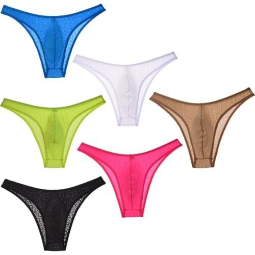 Sexy Lace Jacquard Mens Underwear Bikini Briefs Smooth Soft Elastic Male Underpants Underwear Men Brief Undershorts Calzoncillos