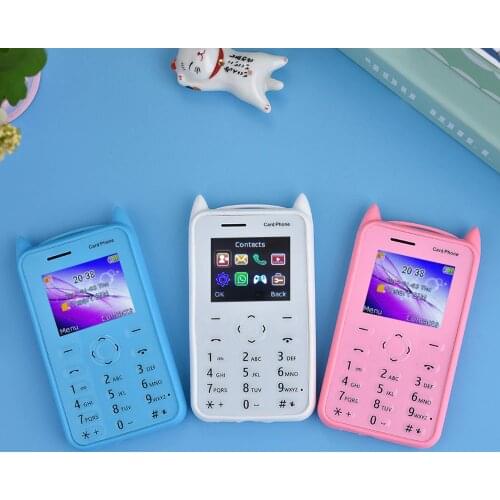 Cute A5 Cartoon Kid Card Cellphones 1.77 Inch Bluetooth Music Low Radiation Smallest Student Push-Button Mobile Phone Hebrew