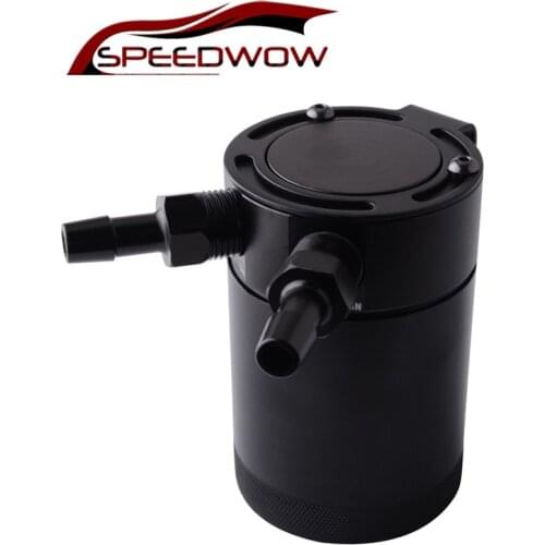 SPEEDWOW 400ml Universal 2-Port Oil Catch Can Reservoir Tank 3/8" NPT Inlet Outlet Compact Baffled Breather Oil Tank Fuel Tank