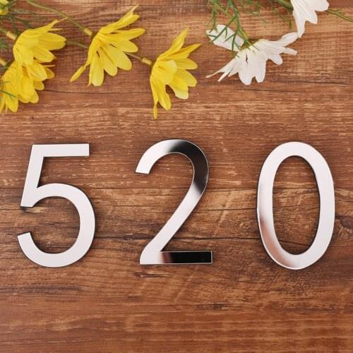 Silver Acrylic Arabic Numerals 3D Mirror Wall Sticker Home Decoration Holiday Celebration Wallpaper DIY Peel & Stick Art Decals