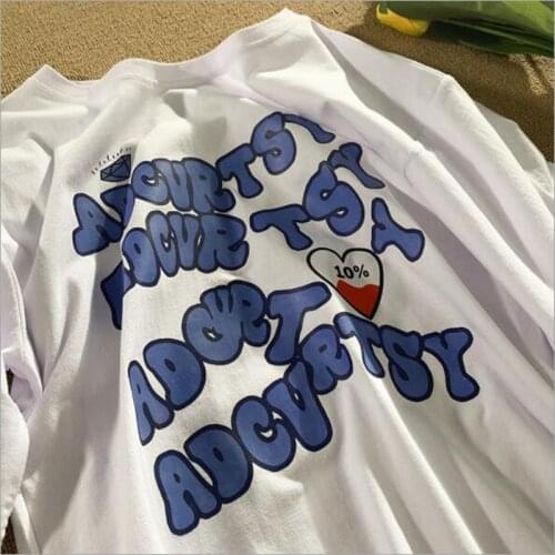 Korean Style Female T-shirt Fashion Letters Print Short Sleeve O Collar Women Tops Casual Loose T shirt Women