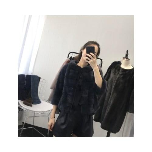 Winter new whole mink short fur mink coat horizontal female mink fur coat women