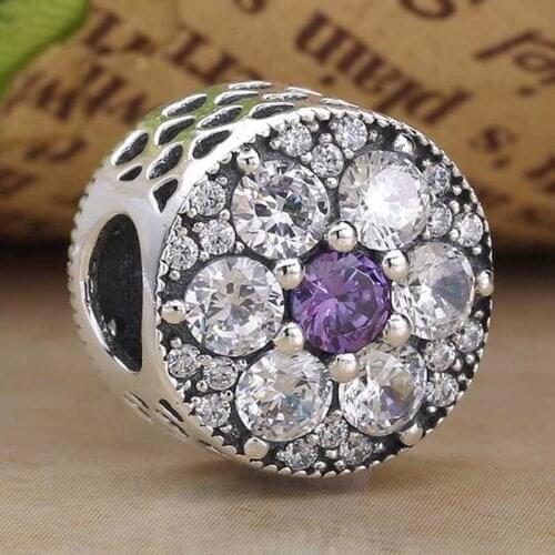 Original Openwork Love Heart Dazzling Flower With Crystal Beads Fit 925 Sterling Silver Bead Charm Bracelet DIY Jewelry