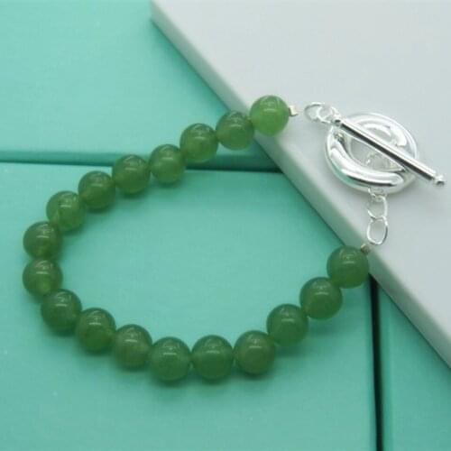 Green Agate Bracelet 925 Sterling Silver To Buckle For Woman Charm Wedding Engagement Fashion Party Jewelry