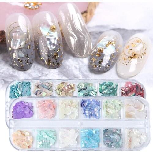 1 Box Mix Color Natural Rhinestone For Nails 3D Gradient Broken Shell Slices Nail Art Decorations Nail Glitter Flakes