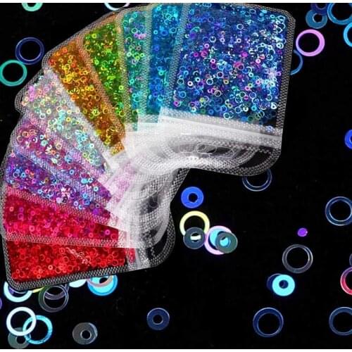 1 Bag Holographic Glitter Sequins Nail Art Decorations Mix Circle Design Shape Flakes Tips Manicure Gold Silver Nail Accessories