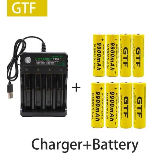 100% New Original 18650 battery 3.7V 9900mAh rechargeable liion battery for Led flashlight battery 18650 battery Wholesale +USB