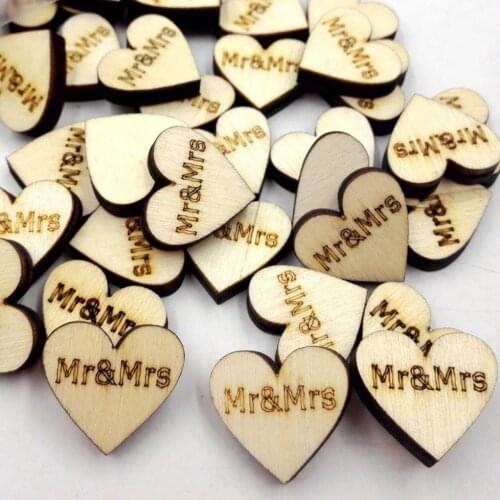 100pcs Wooden Just Married/ Mr&Mrs Table Confetti Party Table Scatters Confetti Wedding Deco Supply