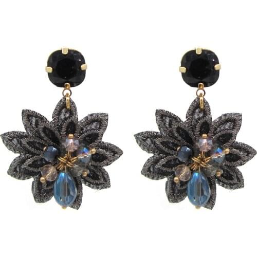 Zouchunfu 2021 Fashion Crystal Temperament Hyperbole Women Drop Earrings Contracted Lace Flower earrings