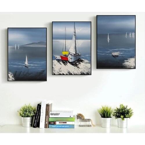 3pcs/set diamond embroidery Sailing Boat Landscape triptych 5d diy mosaic painting full square/round drill sale wall decor WW027