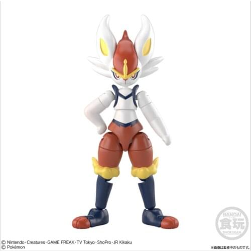 4PCS Original BANDAI Anime Pokemon Pocket Monsters Cinderace Umbreon Machamp Garchomp Action Figure Toys for Children