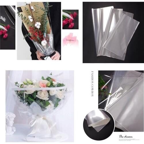 50pcs/Set Flower Clear Wrap Paper Bouquet Baskets Wrapping Cellophane Film Present Box Decorative Crafts Packaging Paper