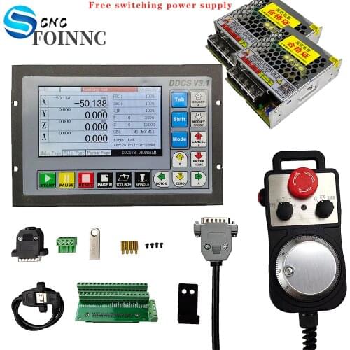 Free shipping cnc motion controller kit ddcsv3.1 motion control system 3-axis 4-axis motor, emergency stop electronic handwheel