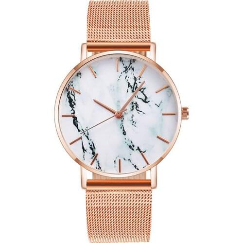 Fashion Rose Gold Mesh Band Creative Marble Female Wrist Watch Luxury Women Quartz Watches Gifts Relogio Feminino Drop Shipping