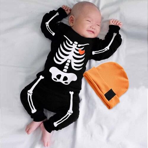 Baby Halloween Costumes For Kids Skull Skeleton Baby Rompers Hooded Newborn Clothes For Boys Girls Jumpsuit Toddler Clothing