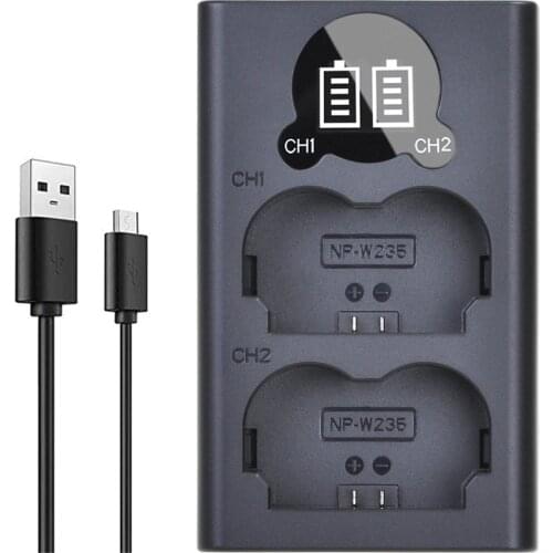 Batmax NP-W235 NP W235 LED USB Dual Battery Charger with Type C Port for Fujifilm Fuji X-T4, XT4 camera