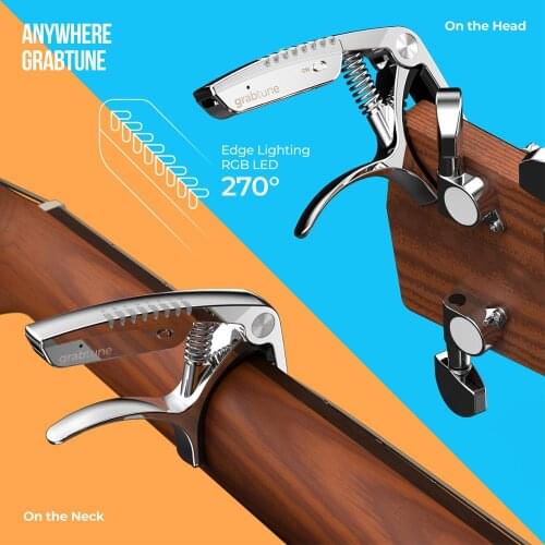 Guitar Capo JOWOOM GRABTUNE 2-in-1 Multi-functional Capo Tuner Zinc Alloy RGB LED Indicator
