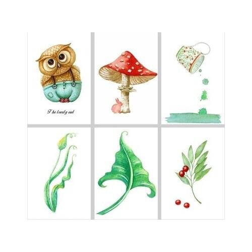 Kawaii Wall Art Canvas Nursery Poster Print Cartoon Owl Mushroom Painting Nordic Kids Decoration Picture Baby Living Room Decor