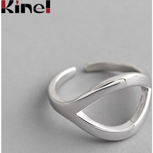 Kinel bijoux femme 2020 Hot Sale Real 925 Sterling Silver Geometric Finger Rings For Women Fashion Jewelry Gift Dropshipping