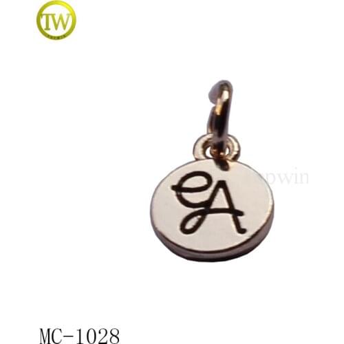 MC1028 Custom gold color metal tag garment Round logo tags for bags/shoes/jewelry wholesale