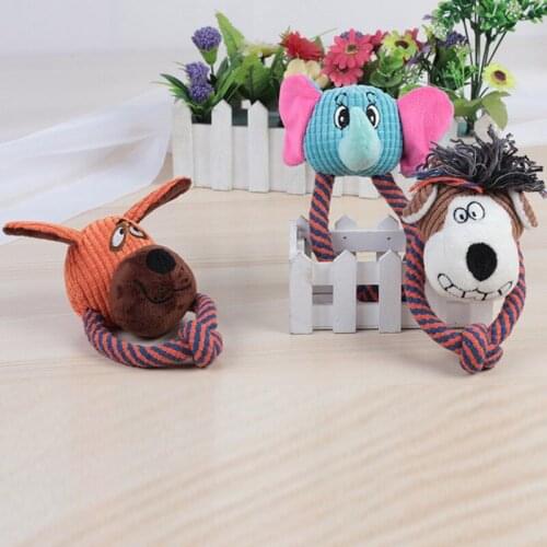 Cute Pet Dog Toy Linen Plush Rope Toys Dog Squeaky Noise Toy Cleaning Teeth Supplies Toy Tough Interactive Doll