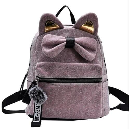 2021 New Cute Velvet Woman Backpacks New Female Fashion Backpack Travelling Shoulder Bag Mochilas School Bags for Teenage Girls