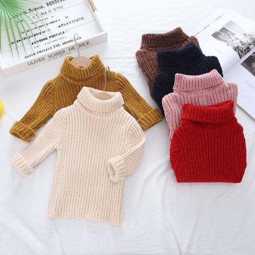 2020 Autumn Winter Childrens Clothing New Baby Boys Girls Sweater Casual Soild Color Turtleneck Keep Warm Long Sleeves Tops