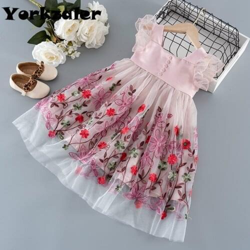 Girls Dress 2020 New Summer Girls Clothes Flower Princess Dress Children Summer Clothes Baby Girls Dress Casual Wear 2-6Y