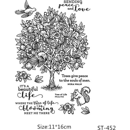 AZSG Big tree and squirrel Clear Stamps For DIY Scrapbooking/Card Making/Album Decorative Silicon Stamp Crafts