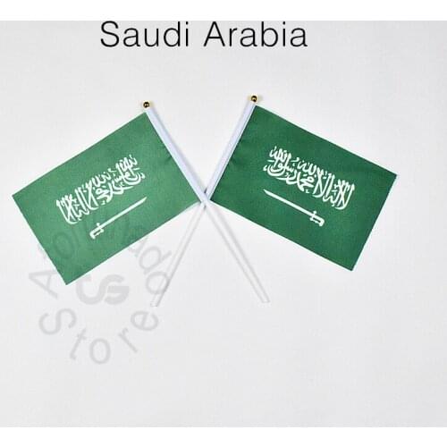 Saudi Arabia 14*21 cm 10pieces Hand waving Flag National Flag for meet,Parade,party.Hanging,decoration